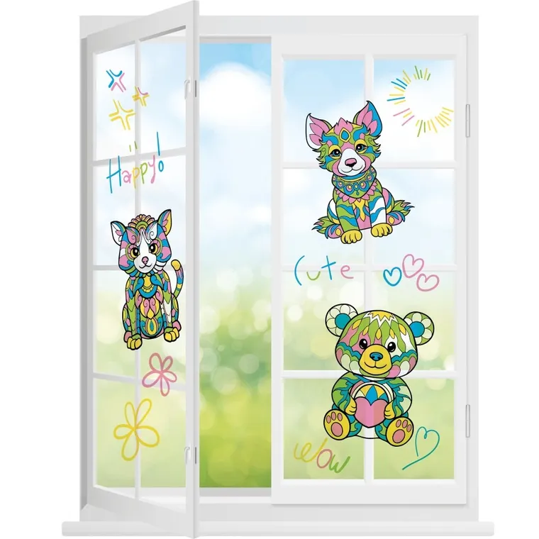 Kidea, witraże z markerami, misie, 4 kolory