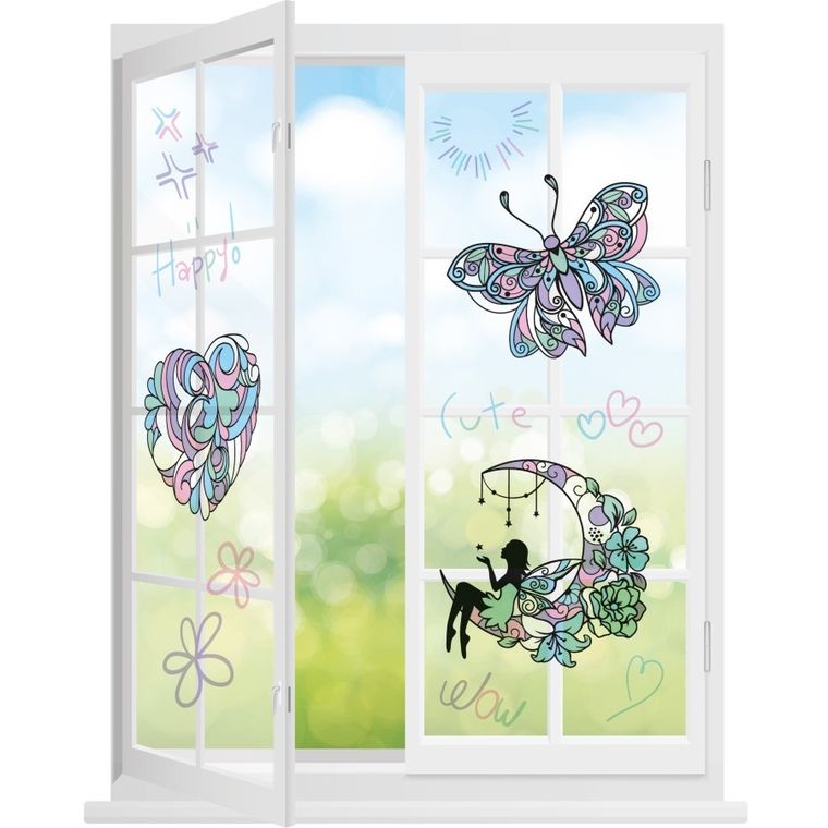 Kidea, witraże z markerami, wróżki, 4 kolory