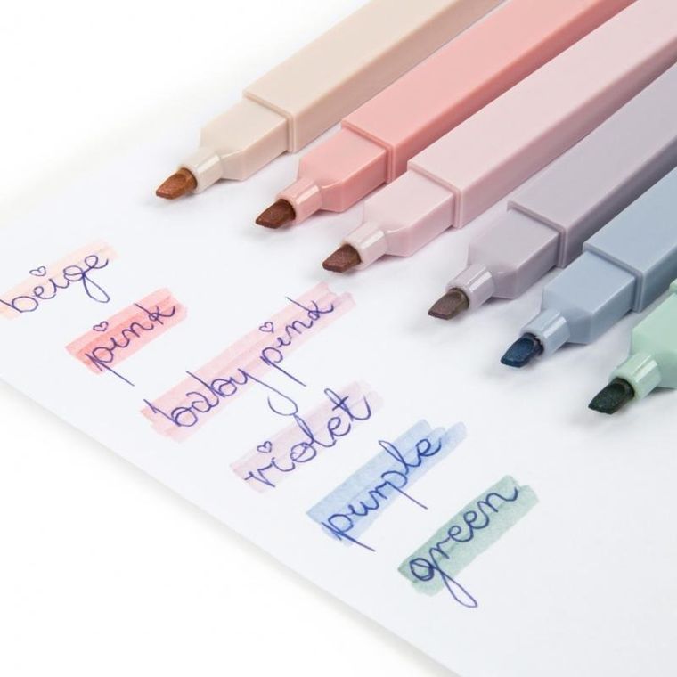 Kidea, zakreślacze geometryczne, kremowe, 6 szt.