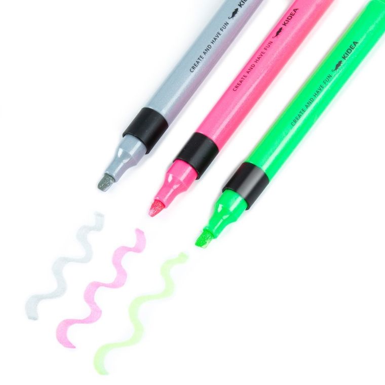 Kidea, zakreślacze, metaliczne, 3 szt.