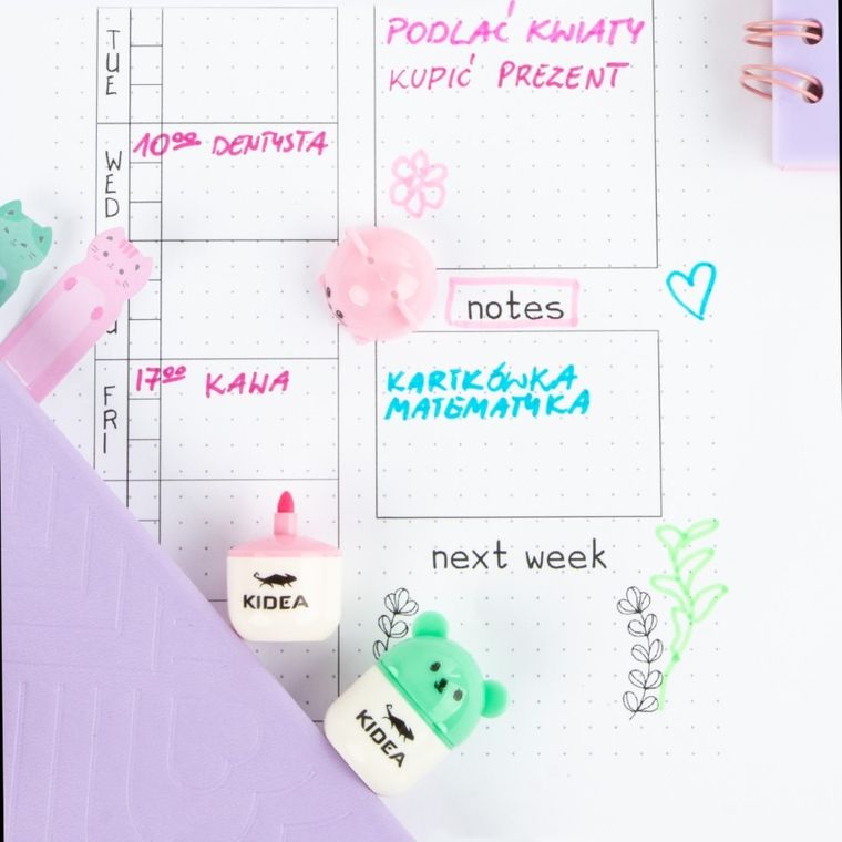 Kidea, zakreślacze, niedźwiadki, 5 kolorów