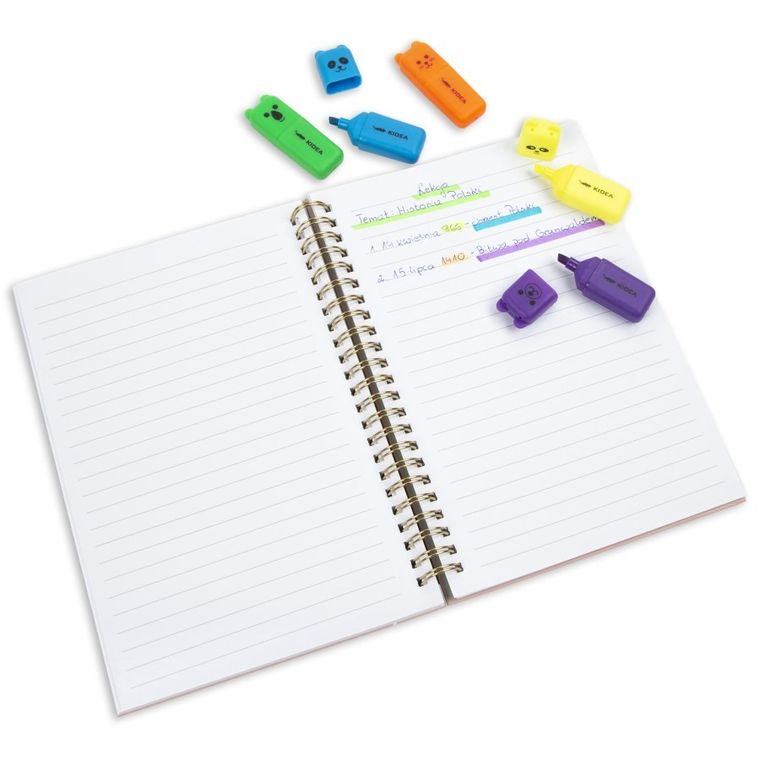 Kidea, zakreślacze, zestaw z figurką, 5 szt.