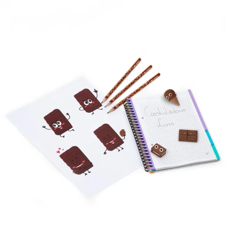 Kidea, zapachowe gumki i ołówki, czekolada