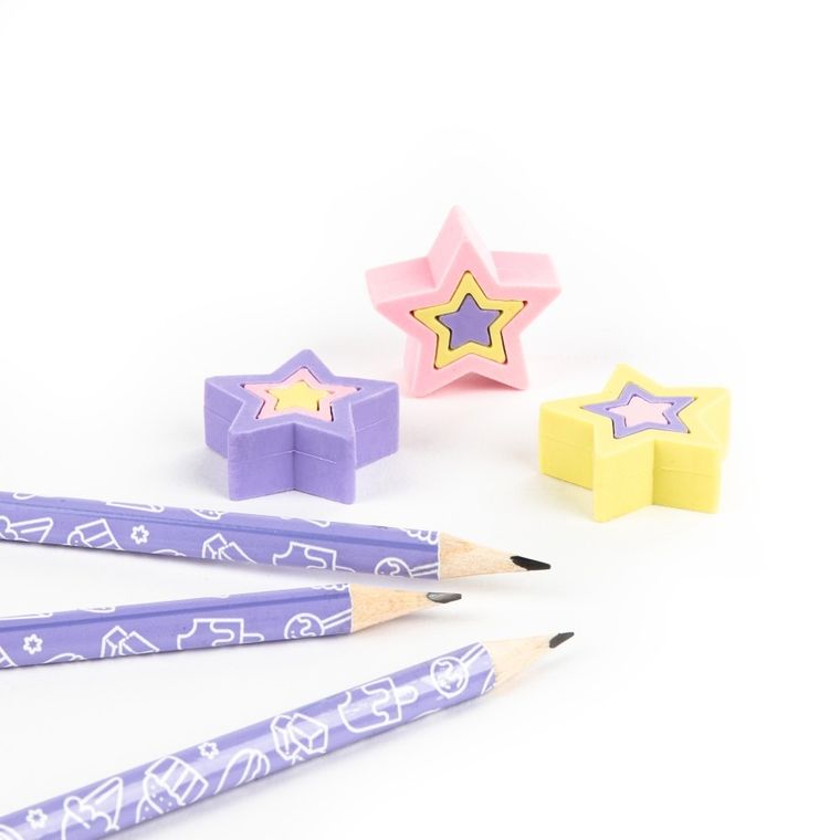 Kidea, zapachowe ołówki + gumki do ścierania, makaroniki