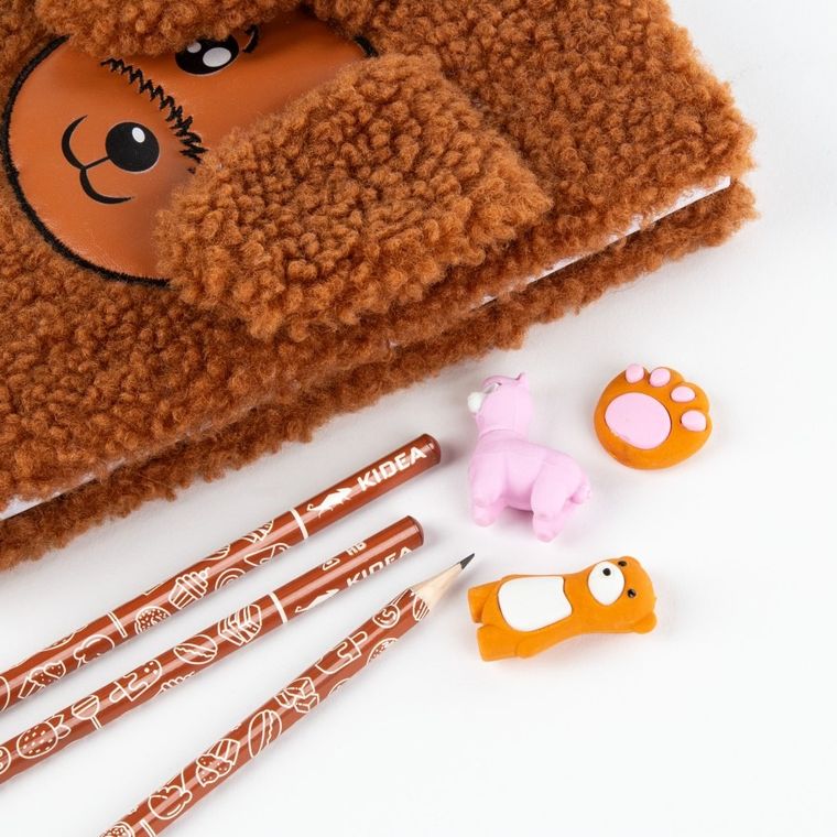 Kidea, zapachowe ołówki + gumki do ścierania, słony karmel