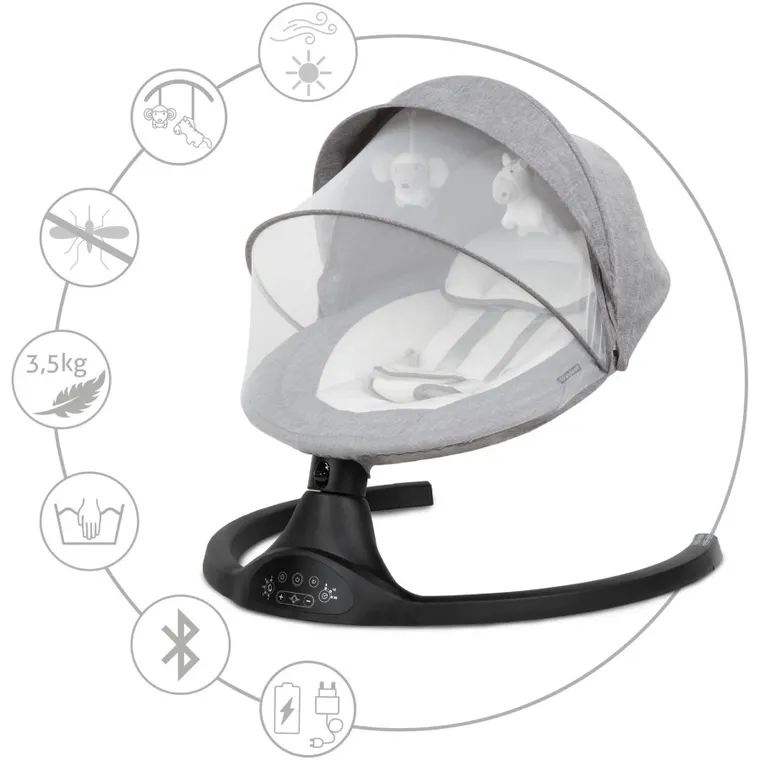 Kidwell, Luxi, bujaczek leżaczek 2w1, elektryczny, dark melange/black