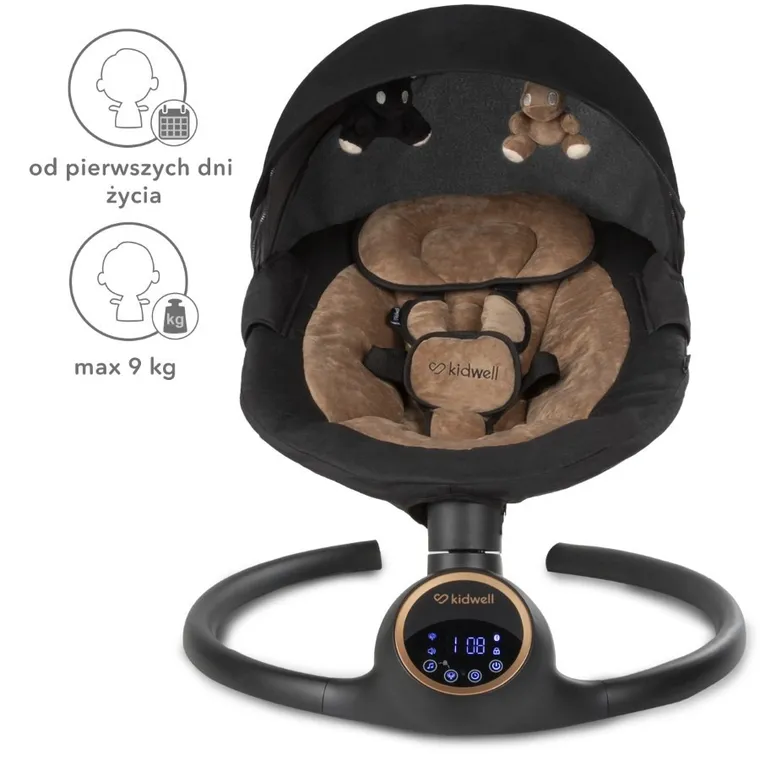 Kidwell, Reve, bujaczek, leżaczek elektryczny, 2w1, czarno-złoty