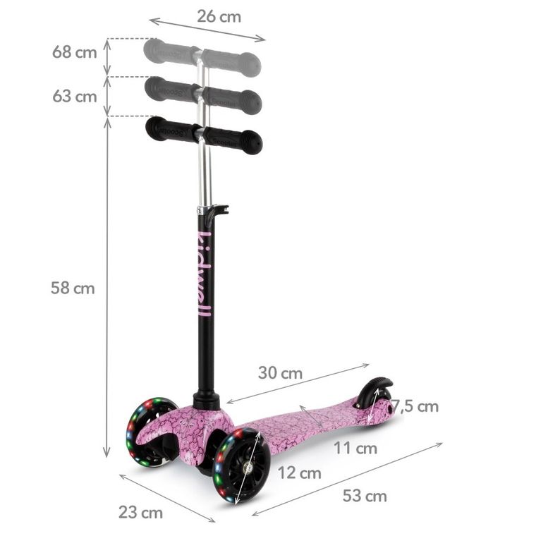 Kidwell, Uno, hulajnoga 3-kołowa LED, balansowa, clouds