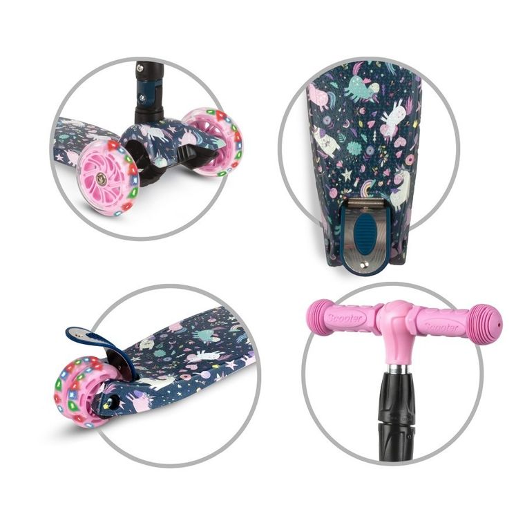 Kidwell, Vento, hulajnoga 3-kołowa, balansowa, niebieska w jednorożce