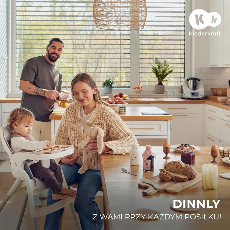 Kindekraft, Dinnly, składane krzesełko do karmienia, beżowe