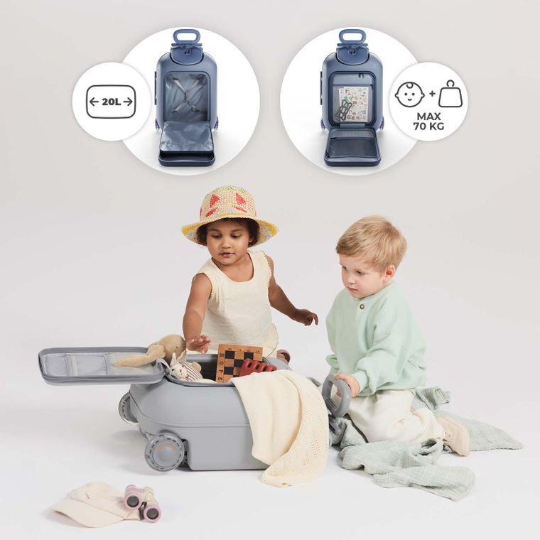 Kinderkraft, Cabby, walizka podróżna na kółkach z siedziskiem, 2w1, Blue