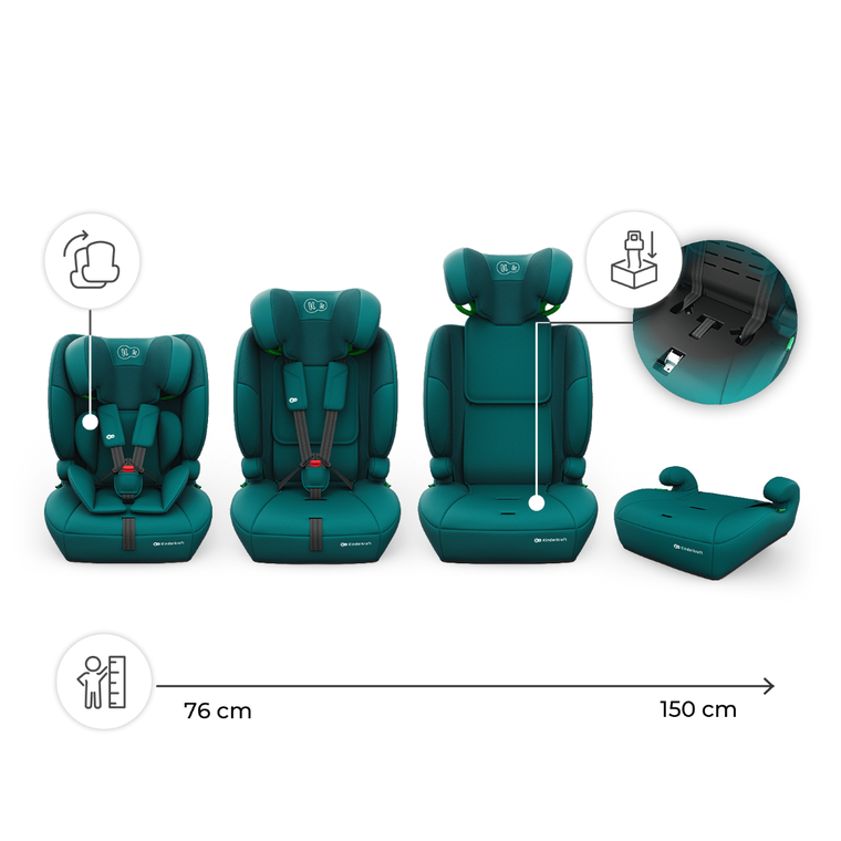 Kinderkraft, Comfort Up 2 Plus, i-Size, fotelik samochodowy, green, 100-150 cm