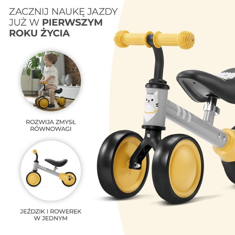 Kinderkraft, Cutie, rowerek biegowy, żółty