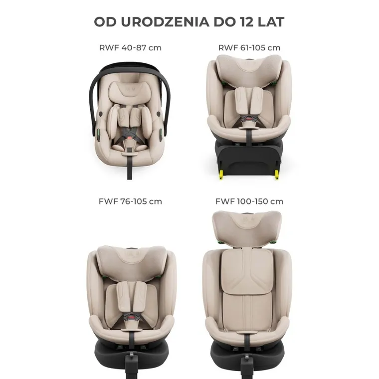 Kinderkraft, Endura Safe, 3w1, fotelik samochodowy, beige