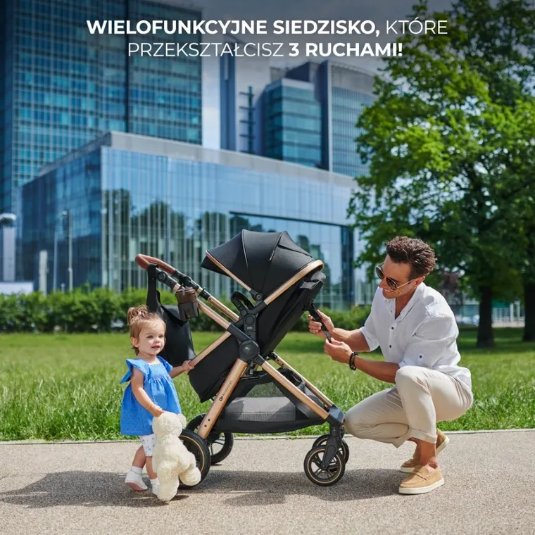 Kinderkraft, Esme Pro, wózek wielofunkcyjny, 3w1, Pure Black