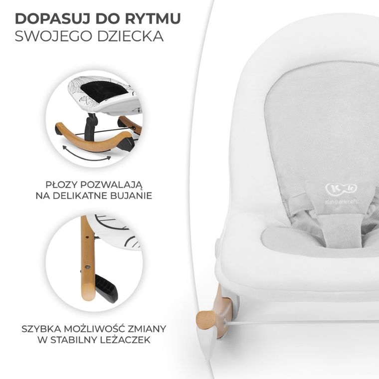 Kinderkraft, Finio, leżaczek, bujaczek, biały