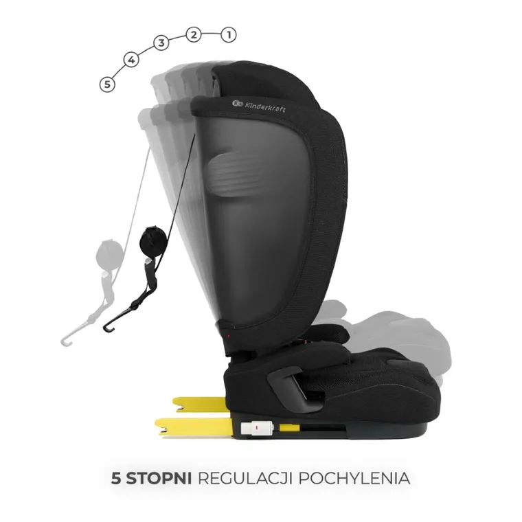 Kinderkraft, FIX2GO, i-Size, fotelik samochodowy, Black, 76-150 cm