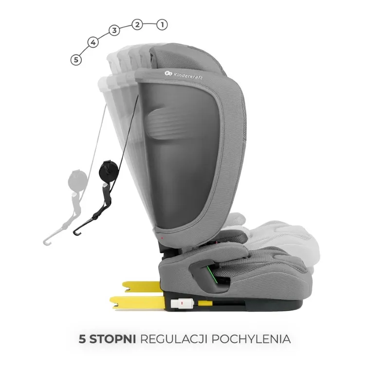 Kinderkraft, FIX2GO, i-Size, fotelik samochodowy, Grey, 76-150 cm