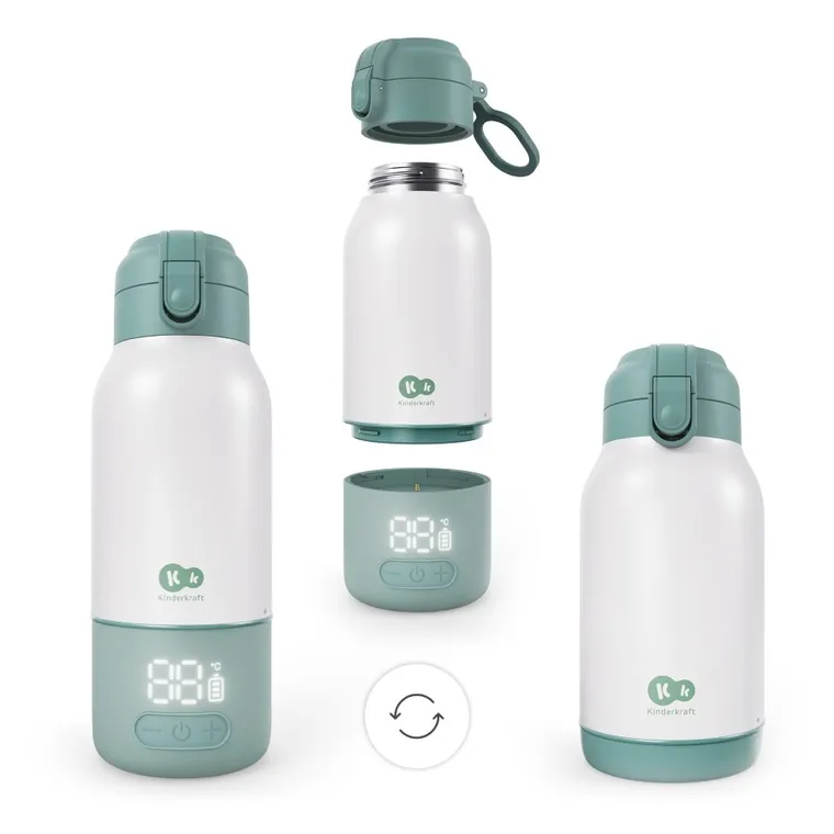 Kinderkraft, Gaja, mobilny podgrzewacz do mleka i termos, zielony, 500 ml