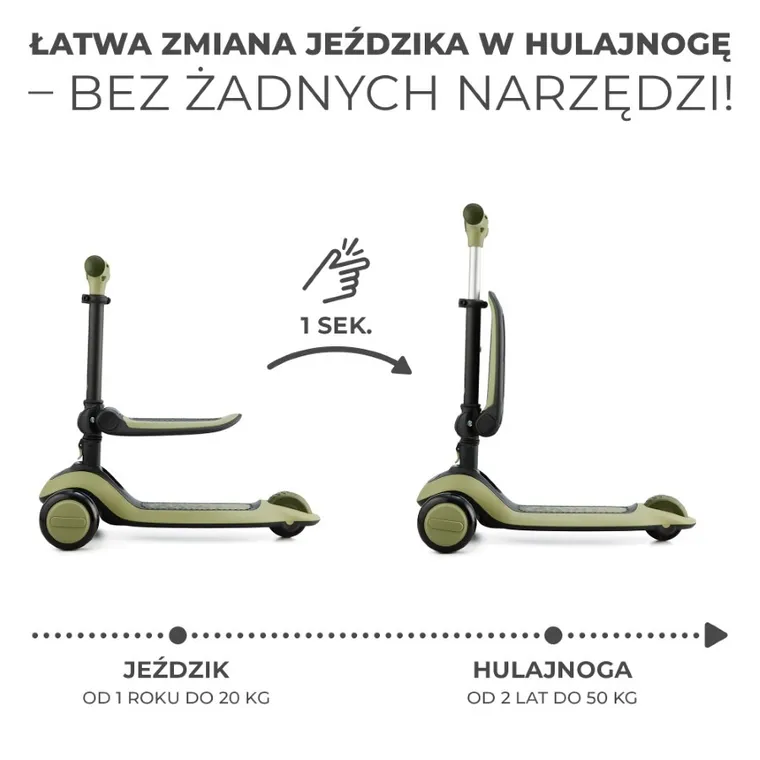 Kinderkraft, Halley, hulajnoga 2w1, Grassland Green