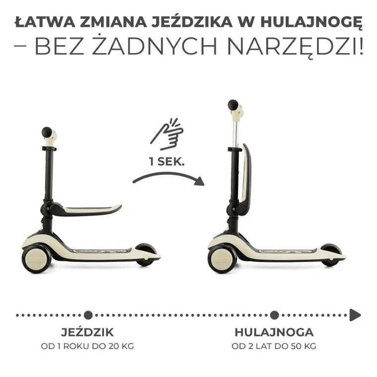 Kinderkraft, Halley, hulajnoga 2w1, Stone White