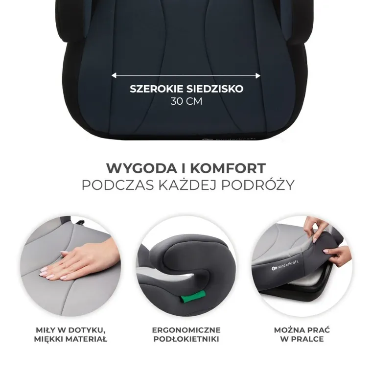 Kinderkraft, I-Boost, podstawka samochodowa, Black, 135-150 cm