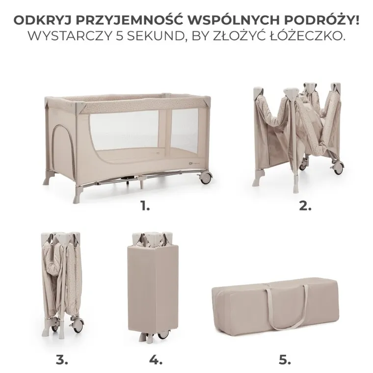 Kinderkraft, Joy 2, łóżeczko turystyczne, Beige