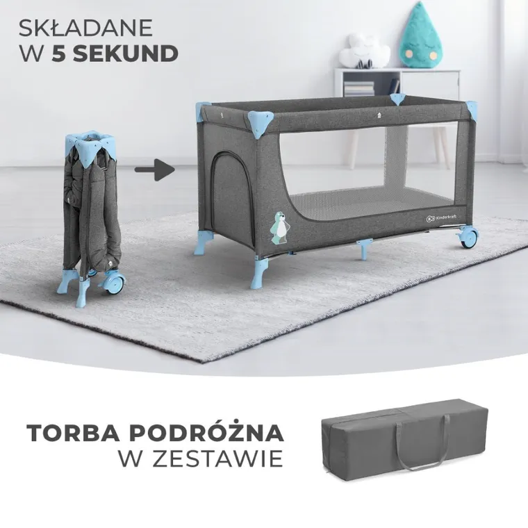 Kinderkraft, Joy, łóżeczko turystyczne, Blue