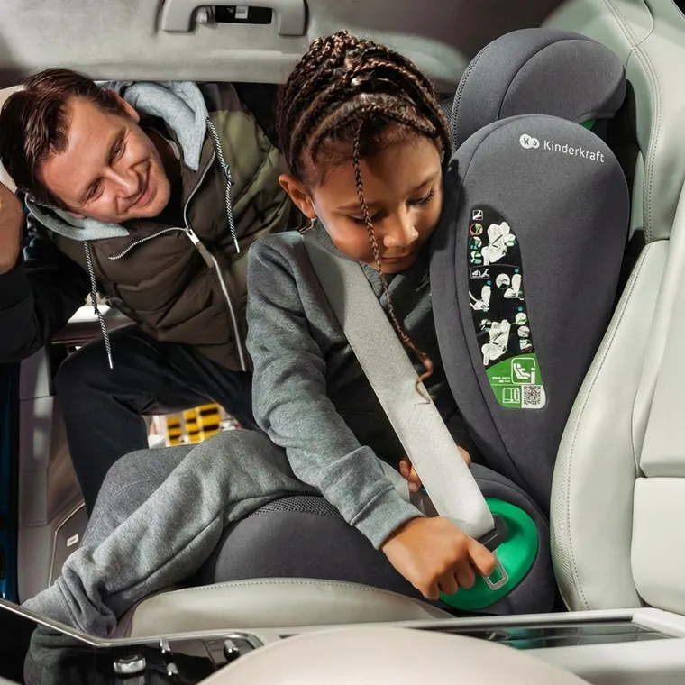 Kinderkraft, Junior Fix 2 Plus, i-Size, fotelik samochodowy, grey, 100-150 cm