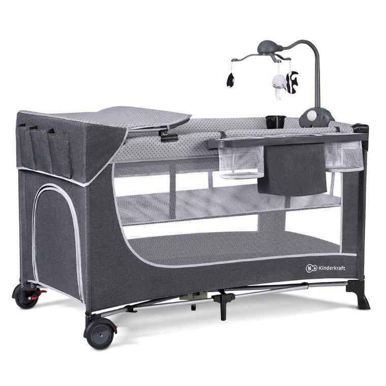 Kinderkraft, Leody, łóżeczko turystyczne z akcesoriami, Grey