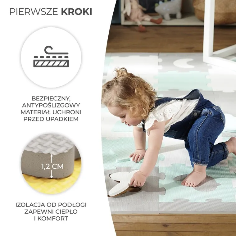 Kinderkraft, Luno, mata piankowa, puzzle, Yellow