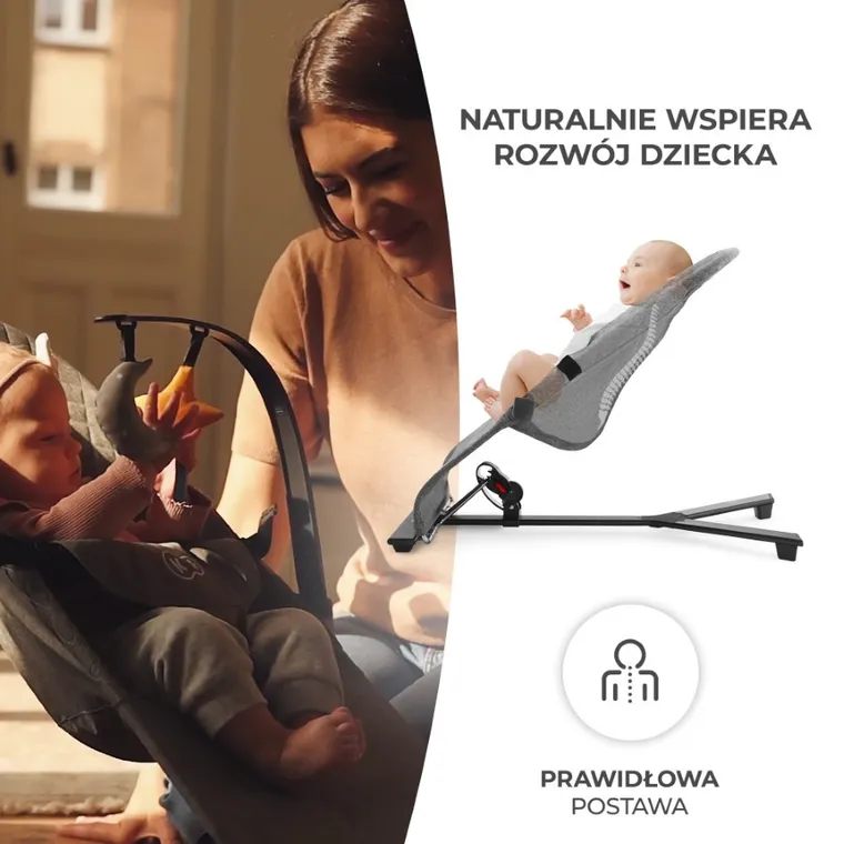 Kinderkraft, Mimi, leżaczek bujaczek, Grey