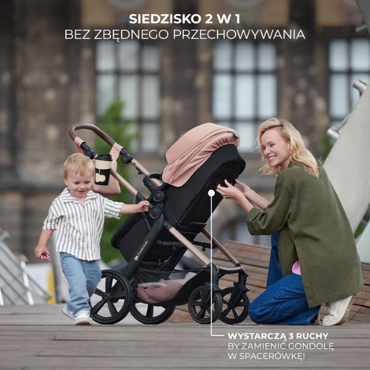 Kinderkraft, Moov 2, wózek wielofunkcyjny, 3w1, Pure Black
