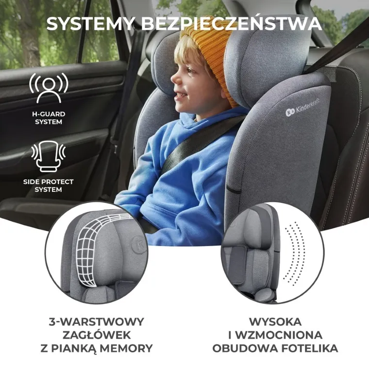 Kinderkraft, Oneto 3, I-size, fotelik samochodowy, Cool Grey, 76-150 cm
