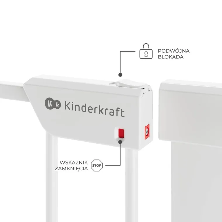 Kinderkraft, Safe Snap, bramka ochronna, biała