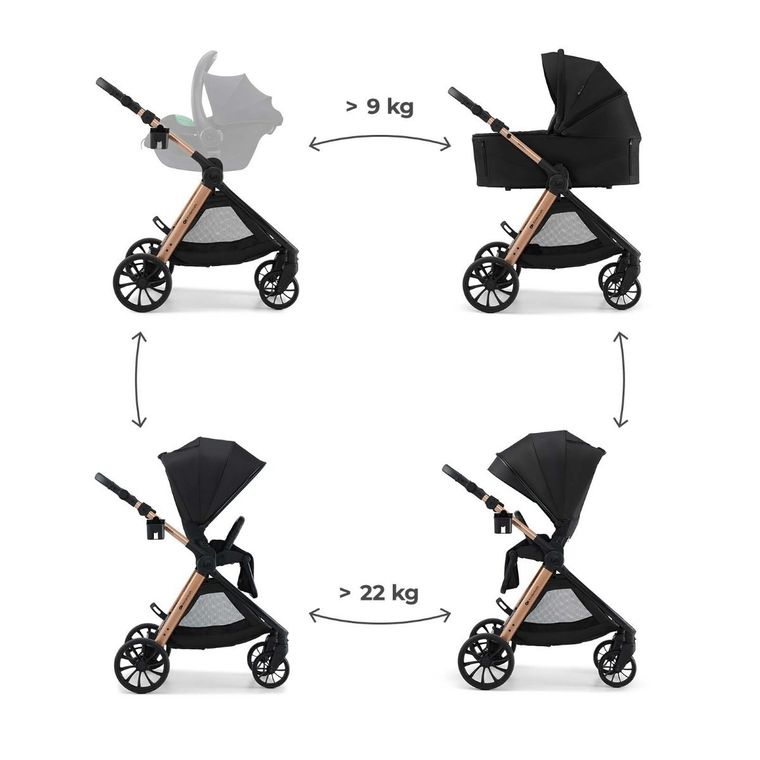 Kinderkraft, Vesto 2, wózek wielofunkcyjny 2w1, black