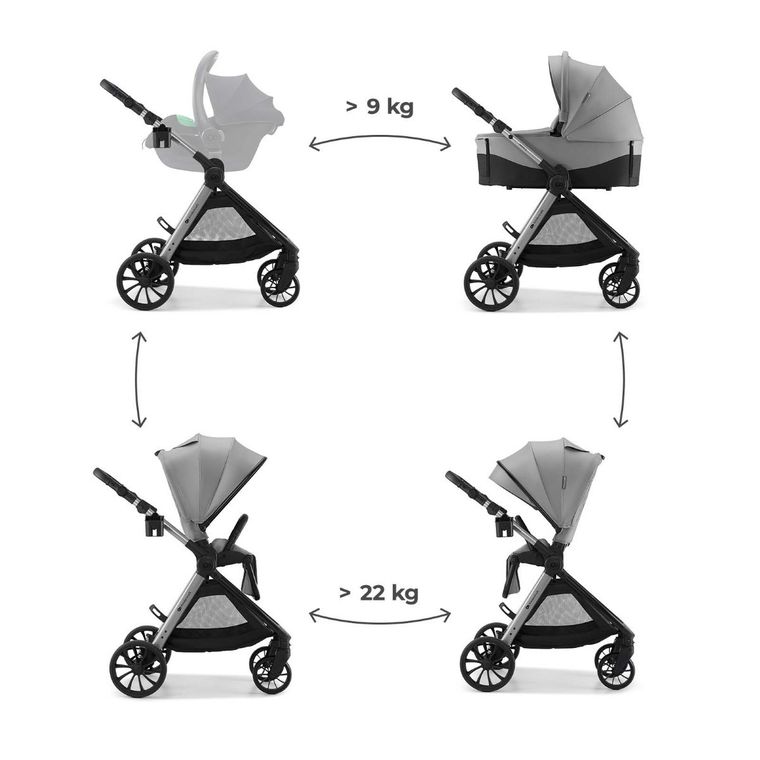 Kinderkraft, Vesto 2, wózek wielofunkcyjny 2w1, gray