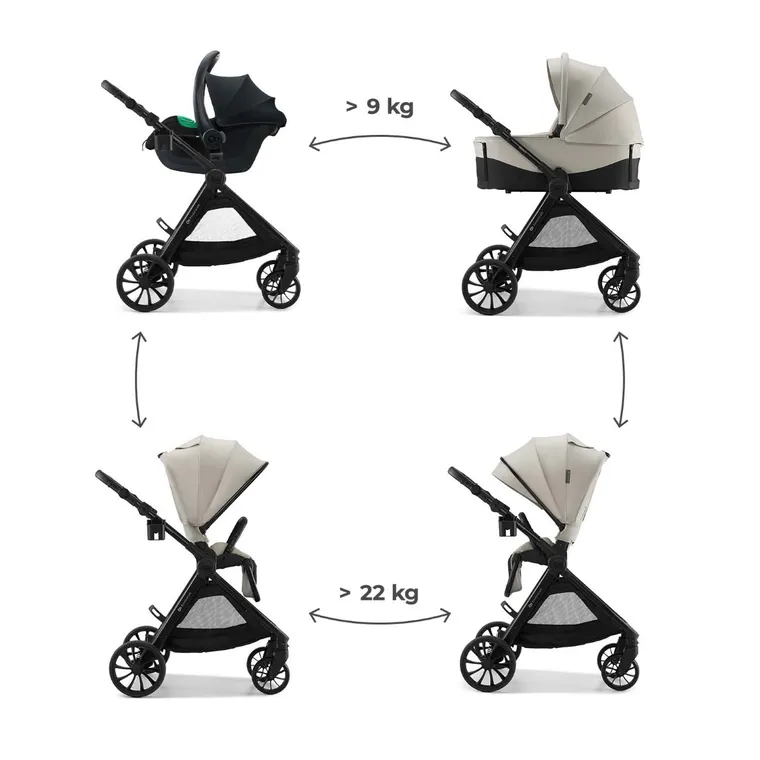 Kinderkraft, Vesto 2, wózek wielofunkcyjny 3w1, beige