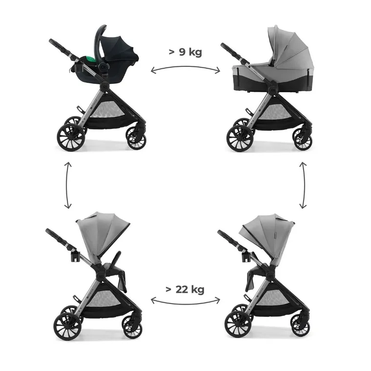 Kinderkraft, Vesto 2, wózek wielofunkcyjny 3w1, gray