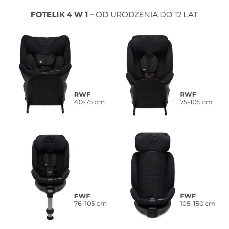 Kinderkraft, Xrider 2, fotelik samochodowy, Black, 40-150 cm