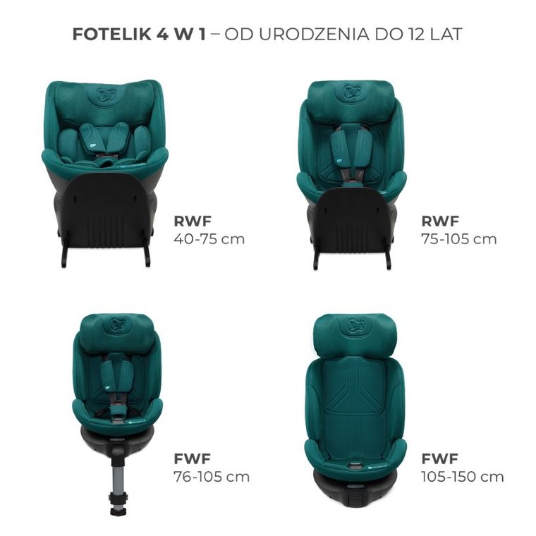 Kinderkraft, Xrider 2, fotelik samochodowy, Green, 40-150 cm