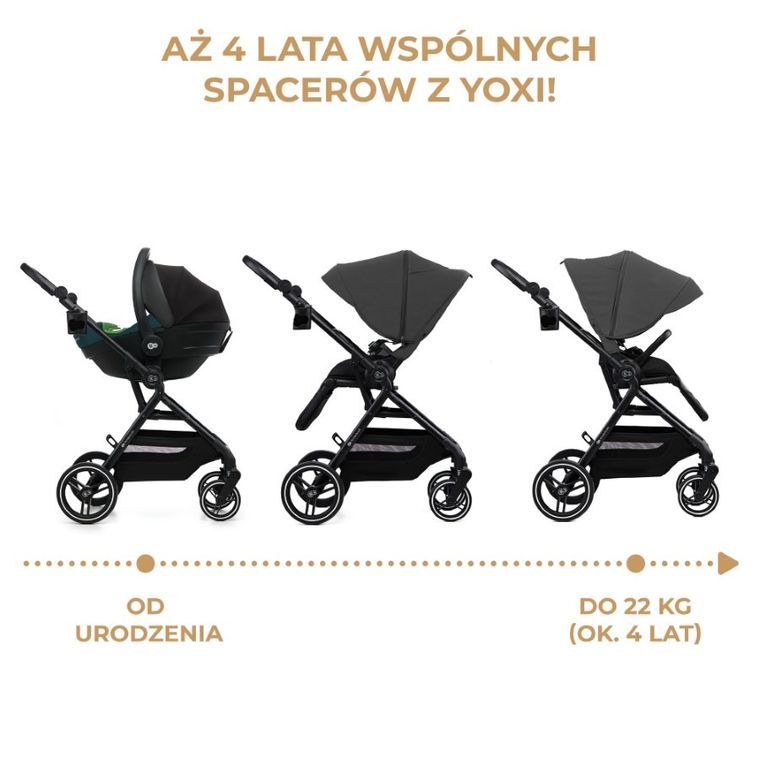 Kinderkraft, Yoxi, wózek spacerowy, Moonlight Grey