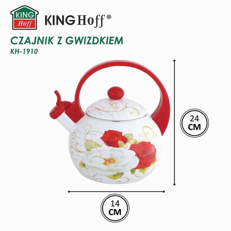 Kinghoff, czajnik emaliowany z gwizdkiem, 2l, KH-1910