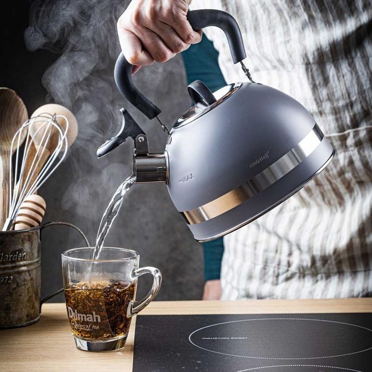 Kinghoff, czajnik z gwizdkiem, szary, 1,8l
