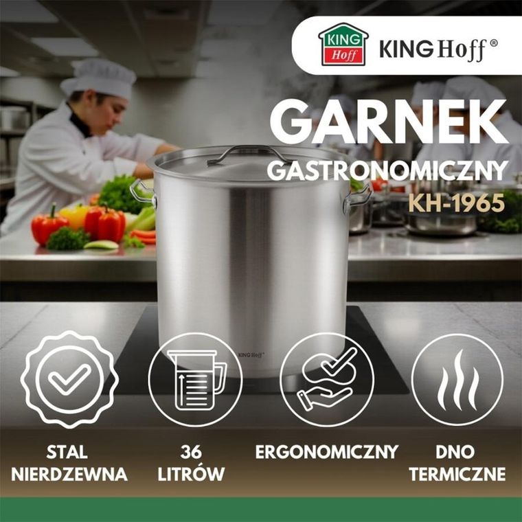 Kinghoff, garnek gastronomiczny z pokrywą, stalowy, 36l, KH-1965