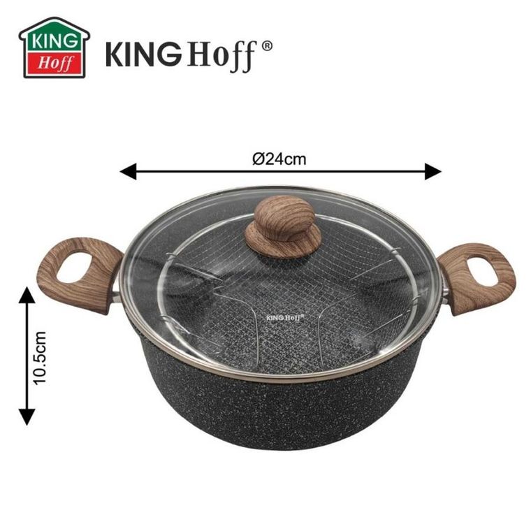 Kinghoff, garnek marmurowy z koszem do smażenia, 4l, kh-1985