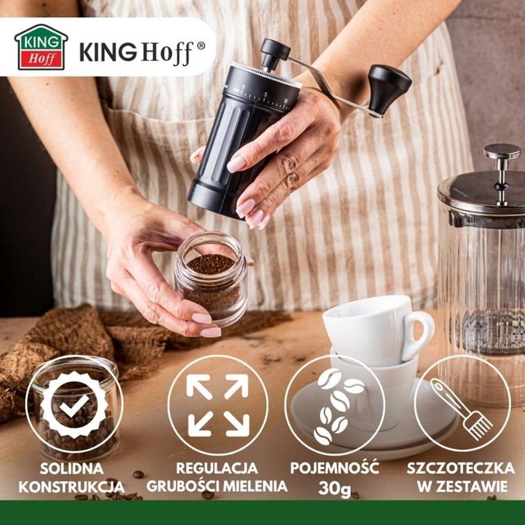 Kinghoff, ręczny młynek do kawy z regulacją, kh-2002