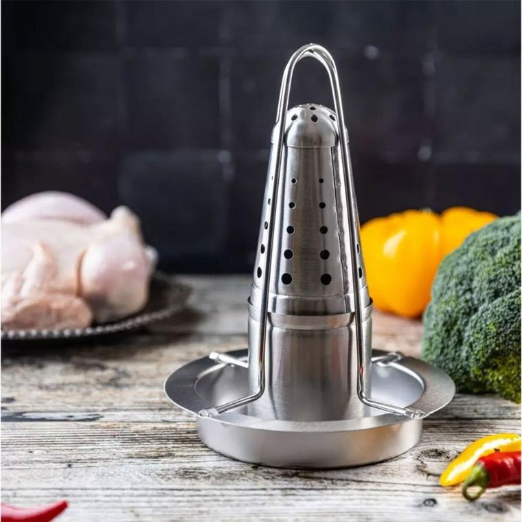 Kinghoff, stojak do pieczenia kurczaka z ociekaczem i aromatyzerem