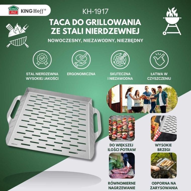 Kinghoff, taca do grillowania, stalowa, 37-31 cm, KH-1917