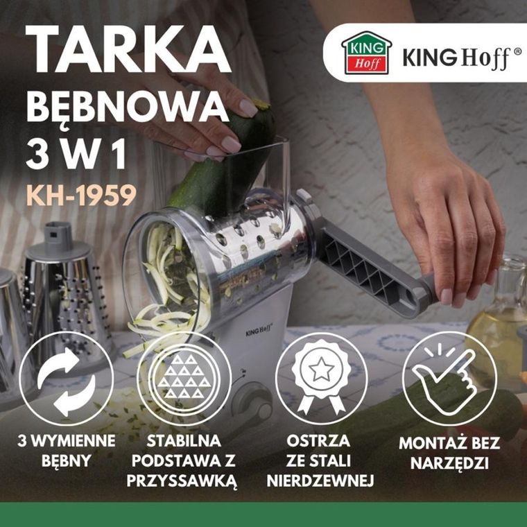 Kinghoff, tarka bębnowa do warzyw, sera, kh-1959